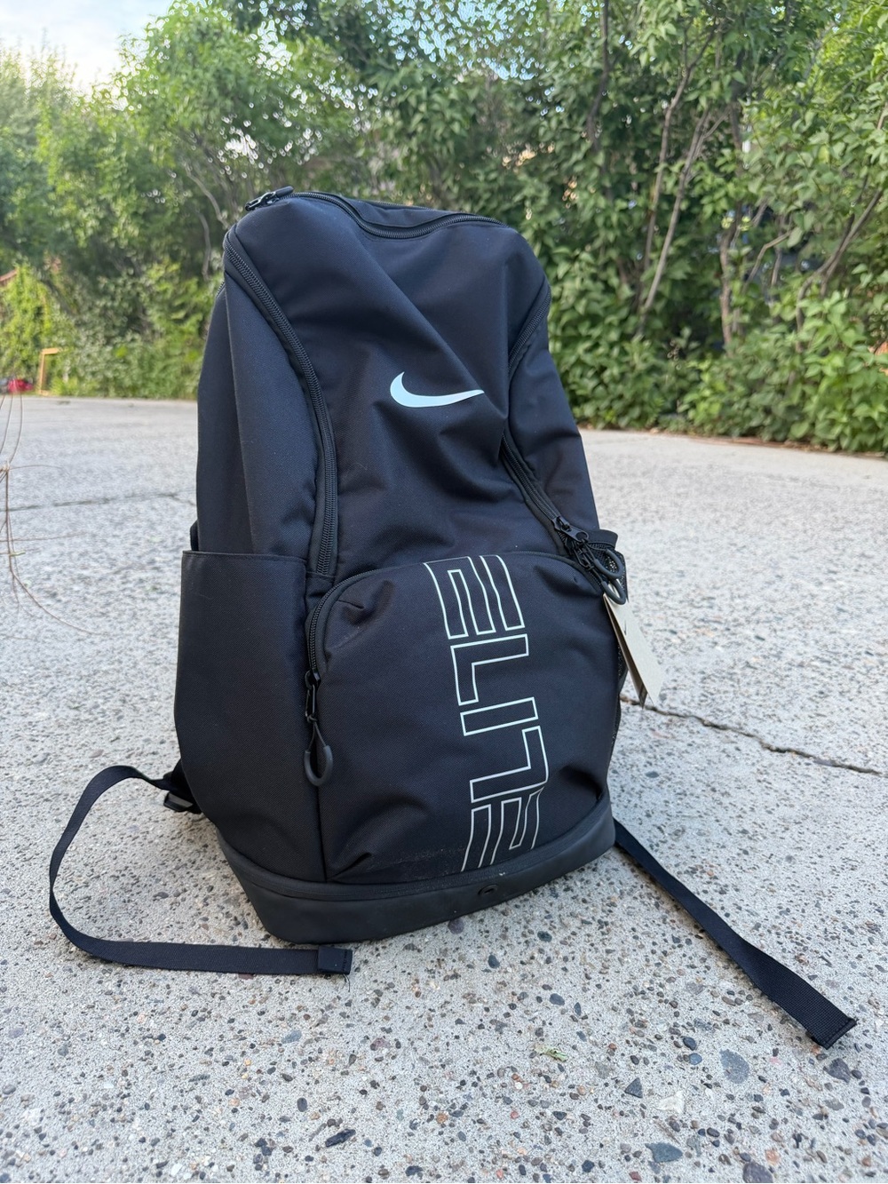 Nike Black Men's Elite Backpack with White Swoosh